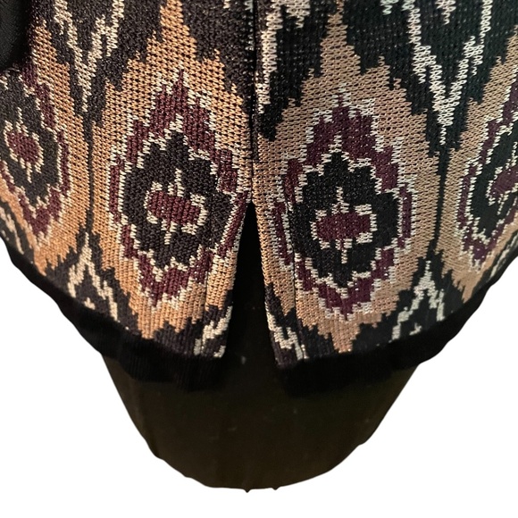 Exclusively Misook Knit Cardigan Sweater Gold Black Ikat Print Button Front Med - Picture 7 of 10